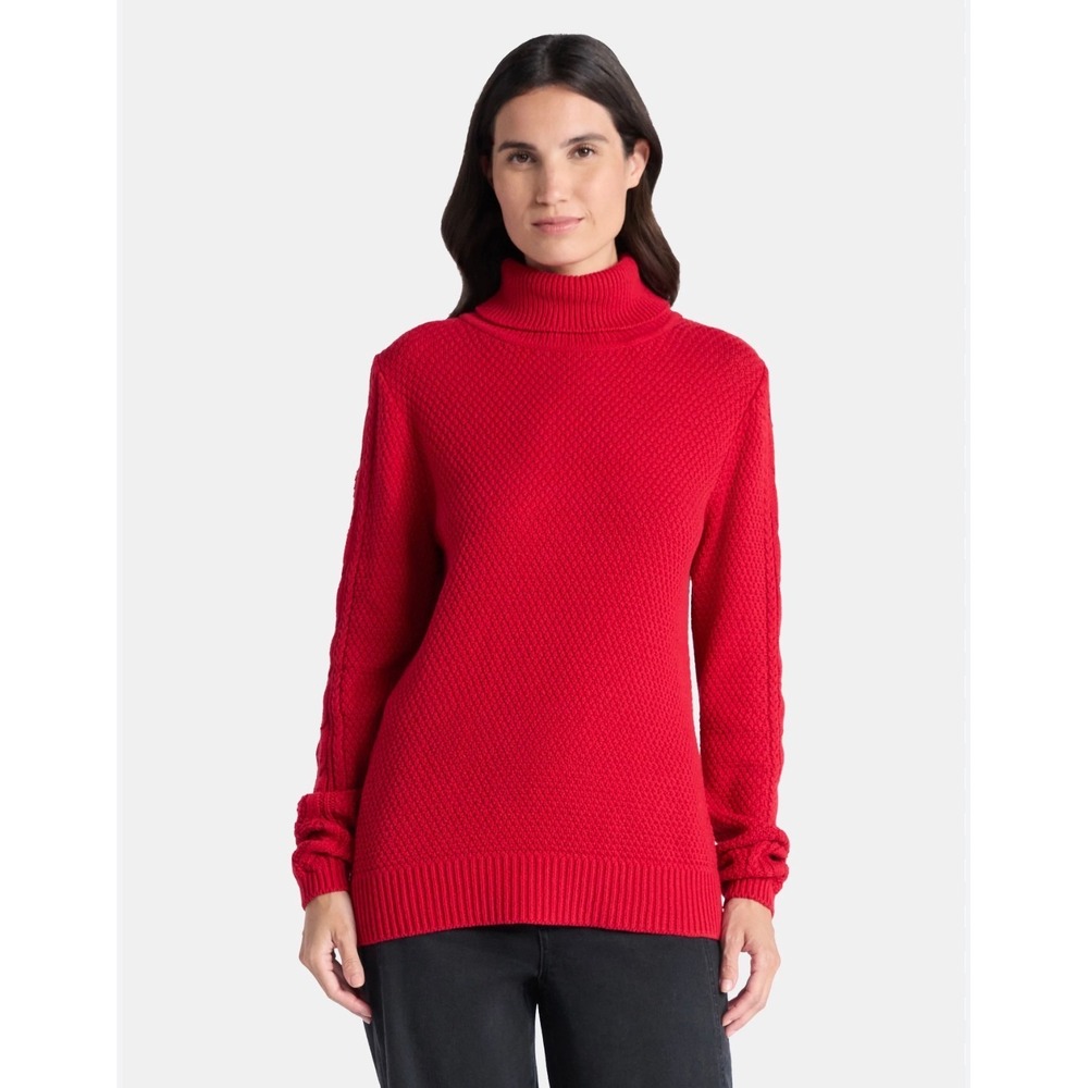 J.Crew Womens XL Red Textured Knit Turtleneck Sweater Long Sleeve Pullover